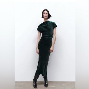 Zara Dark Green Velvet Dress